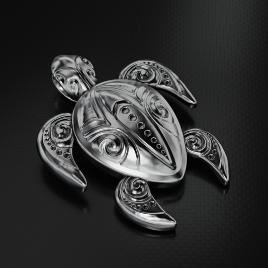 Sterling Silver Sea Turtle Pendant with Engravings