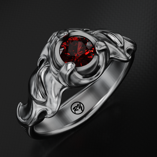 Twin Flames Sterling Silver Ring with .8ct Red Garnet Center
