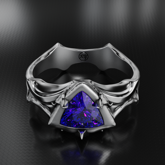 Sterling Silver Ring with 1.2 Carat Trillion Cut Amethyst