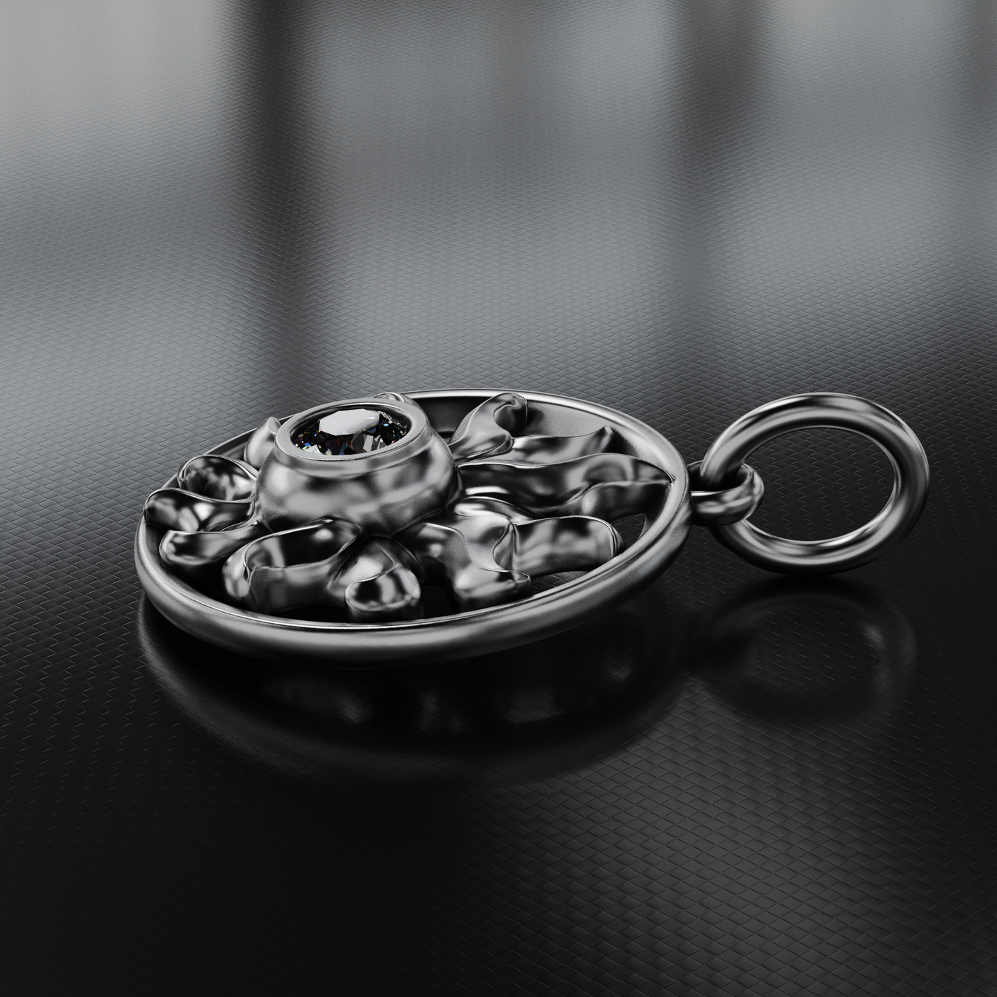 Sun Sterling Silver Necklace with Brilliant Natural White Zircon