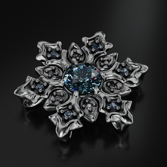 Sterling Silver Snowflake Pendant set with 2 Carat Blue Topaz