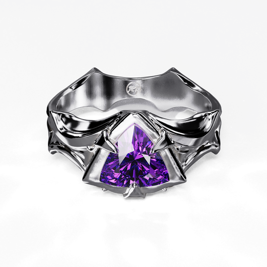 1.2 Carat Trillion Cut Amethyst Ring