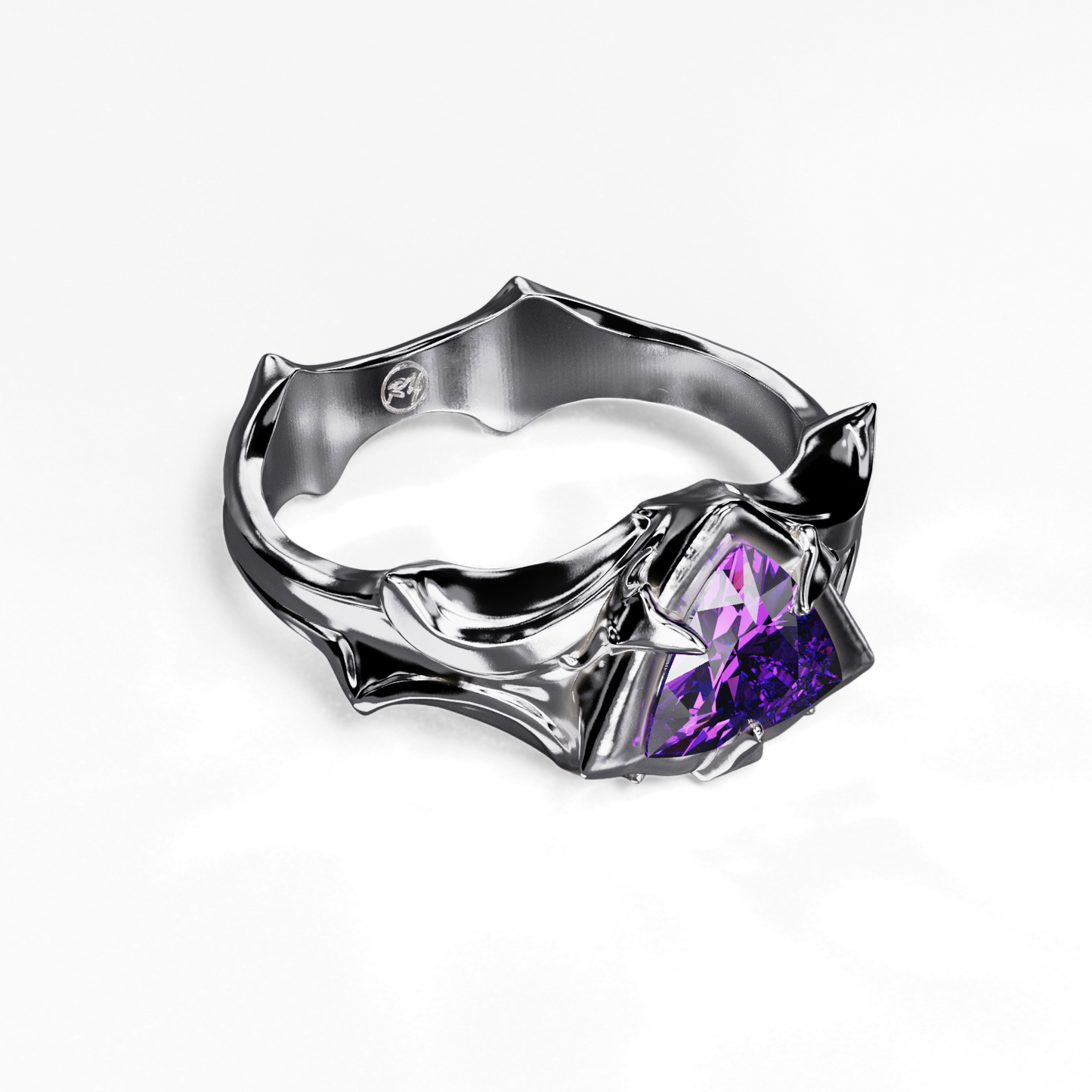 1.2 Carat Trillion Cut Amethyst Ring